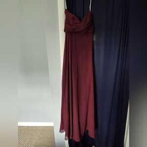 Long maroon wedding guest dress Celebrate